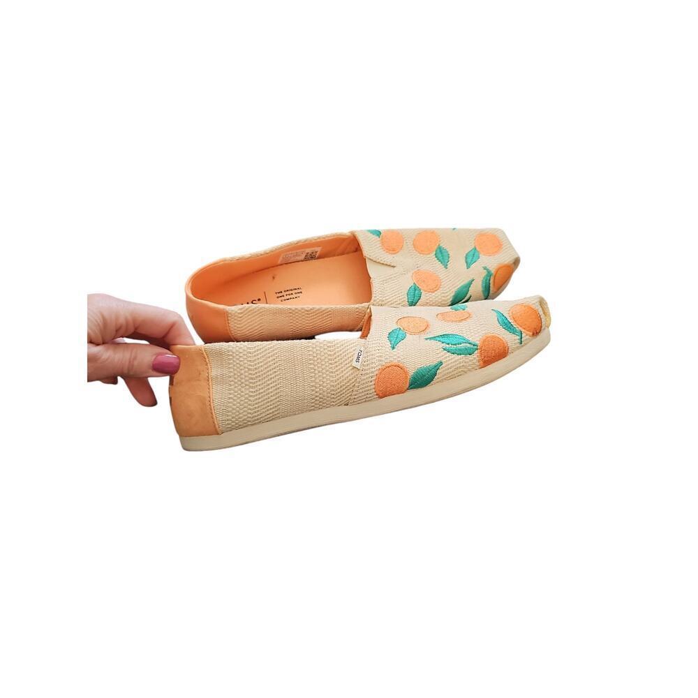 Toms loafers flats slip on  embroidered orange fruit summer shoes sz 9 SH426 - Picture 4 of 8